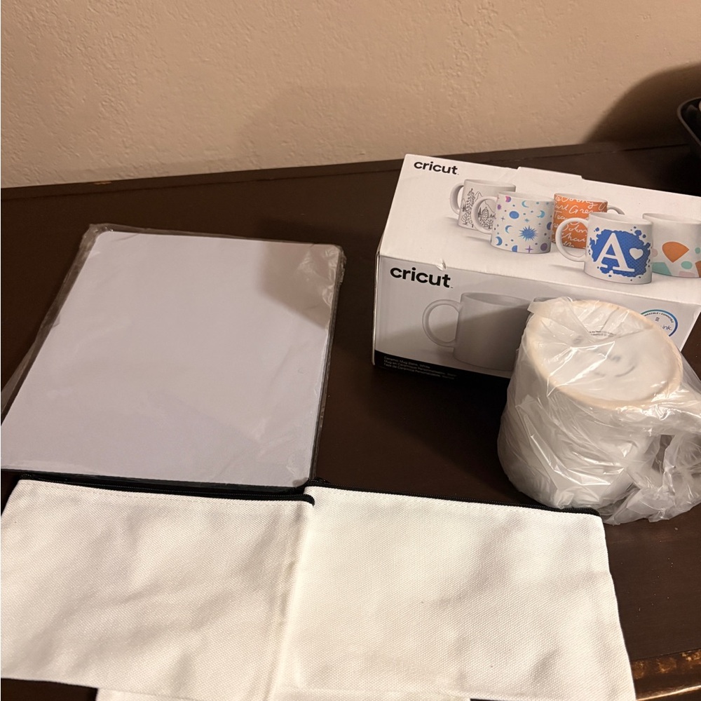 Sublimation set- cricut mug, mousepads and cosmetics bags